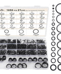 O Ring Kit 1050 Pcs With 21 Sizes Nitrile Rubber Seals displayed in organized case with labeled compartments