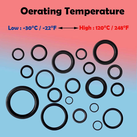 Pro Grade All In One O Ring Kit With 1540 Pieces, 32 Sizes, Metric Nitrile Rubber Seals Set, temperature range -30 to 120°C