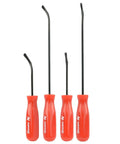 O Ring Pick Set, 4 Piece Auto Seal Puller And Hook Tool Kit For O Rings, steel hooks with red handles for easy seal removal