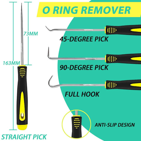 Image of a 4-piece pick set for a Viton O Ring Kit With 382 Pieces In 30 SAE Sizes FKM Oil And Heat Resistant O Rings