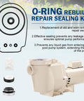 All-In-One O-Ring Rebuild Repair Kit For Whisperflo IntelliFlo Pool Pumps Built 2008 And Later Including Seal Gasket, Impeller Gasket, PS-1000 Shaft Seal, Drain Plug, Lid, Diffuser O-Rings And Pump Seal Set diagram and components