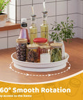 Two Pack 10 Inch Lazy Susan Turntable displayed on kitchen countertop holding spices and oils with 360° smooth rotation for accessibility
