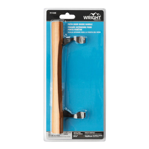 Replacement Oak Sliding Patio Door Inside Handle Set in Wood and Black Finish for One to One and One Quarter Inch Thick Doors Right or Left Handed Handle Only Upgrade Kit to Replace Damaged Missing or Worn Flush Mounts on Interior Sliding Doors.