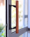 Replacement Oak Sliding Patio Door Inside Handle Set In Wood And Black Finish For One To One And One Quarter Inch Thick Doors Right Or Left Handed