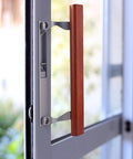 Oak Sliding Patio Door Inside Handle Set Wood And Aluminum Grey Handle Only For One And One Quarter Inch Thick Doors Installed