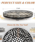 Black And White Checkered Round Lazy Susan Turntable With Iron Frame And 13 Inch Wooden Tabletop Kitchen Organizer Size Chart
