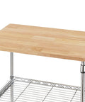 Heavy Duty 3 Tier Rolling Kitchen Cart Workhorse With Oak Wood Top And Drawer Slider Chrome Finish Four Wheels Hooks For Utensils 300 Lb Total Capacity Multi Function Kitchen Island Cart For Cooks And Caterers Finnhomy with oak top and chrome shelves