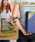 Gift box and floral decor on 13 Inch Round Wooden Lazy Susan Turntable Organizer For Cabinet And Pantry Storage on table