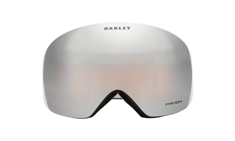 Oakley Flight Deck Ski Goggles Matte Black With Prizm Black Iridium Lens front view showing rimless design and lens