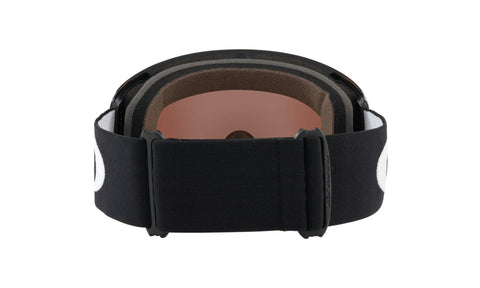 Back view of Oakley Flight Deck Ski Goggles Matte Black With Prizm Black Iridium Lens showing adjustable strap and interior padding.