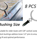 Oar Lock Bushing Insert For Boat Oar Lock Socket Converts Five Eighths Inch To Half Inch Eight Pack shown on boat