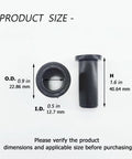 Oar Lock Bushing Insert For Boat Oar Lock Socket Converts Five Eighths Inch To Half Inch product dimensions shown in diagram.