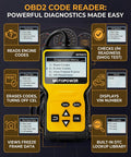 OBD2 Scanner Code Reader With DTC Library For All OBD II Protocols Since 1996 CAN Diagnostic Tool front view