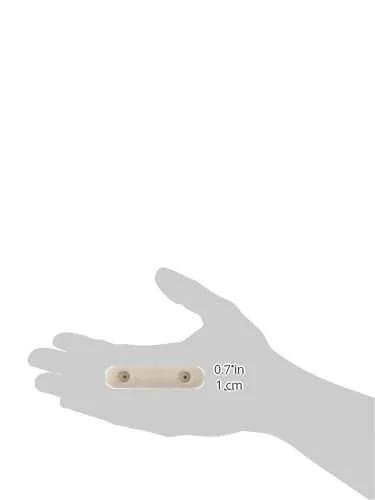 Oblong Rubber Bumpers with Screws Set of Eight, half inch diameter, two point two inch length, zinc plated finish shown in hand for scale.