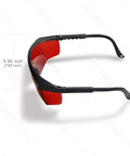 Side view of OD4Plus Laser Safety Glasses 190nm-550nm For 405/445/450/520/532nm ANSI Z87.1, showing measurements and sleek design.