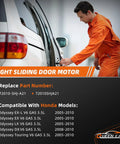 Mechanic installing Right Passenger Side Sliding Door Motor And Cable Repair Kit For Odyssey 2005-2010 3.5L V6 Replacement 72010-SHJ-A21 And 72010SHJA21 Delivers Butter-Smooth Operation Quiet Performance Easy Install OEM-Style Fit on van.