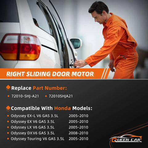 Mechanic installing Right Passenger Side Sliding Door Motor And Cable Repair Kit For Odyssey 2005-2010 3.5L V6 Replacement 72010-SHJ-A21 And 72010SHJA21 Delivers Butter-Smooth Operation Quiet Performance Easy Install OEM-Style Fit on van.