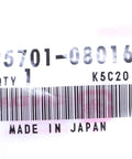 Product label showing part number 95701-0801600, quantity 1, K5C20, and barcode, made in Japan.