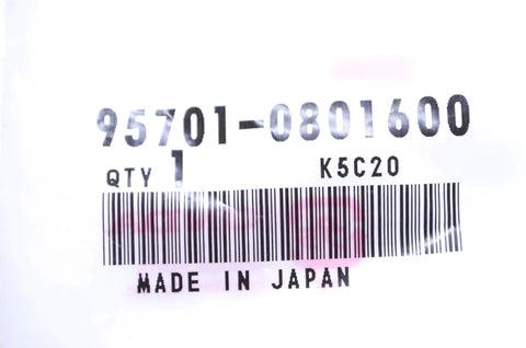 Product label showing part number 95701-0801600, quantity 1, K5C20, and barcode, made in Japan.