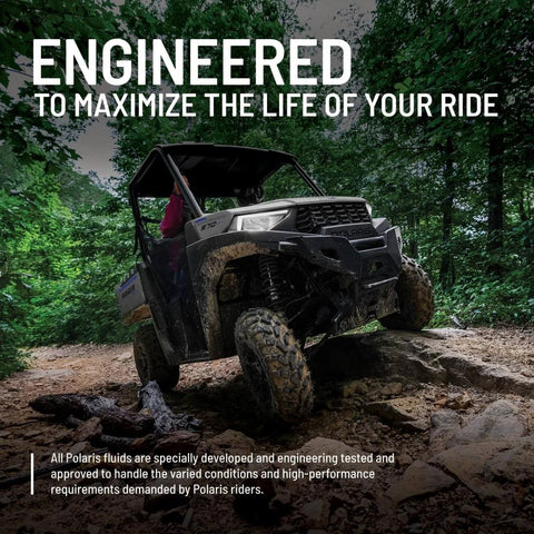 Off-road ATV using AGL Full Synthetic Transmission Fluid And Gearcase Lubricant For Off Road ATVs And UTVs With 4 Stroke Engines on rocky terrain.