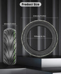 Product dimensions of 9.5 x 2.50 Off-Road Tire 9.5 Inch Tubeless Tire for KQI3 Electric Scooter Accessories, side and front view.