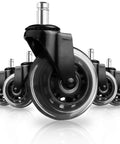 Heavy Duty Replacement Office Chair Caster Wheels 3 Inch Set Of 5 Soft PU Rubber Casters For Hardwood Carpet And Tile Floors