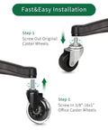 Step-by-step installation of Three Inch Thread Screw In Office Chair Caster Wheels Not Metric M10 Three Eighths Inch Thread