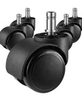5 Pack 2 Inch Office Chair Caster Wheels With Quiet Rubber Rolling Casters, Heavy Duty Replacement, universal stem, black wheels
