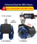 Heavy Duty 2 Inch Office Chair Casters Set Of Five For All Floors With Seven Sixteenth Inch Stem Universal 11x22mm Dual Rubber Wheels