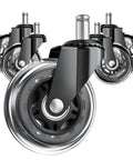 Office Chair Caster Wheels Set Of 5, 3 Inch Heavy Duty Casters For Chairs, Smooth And Quiet, Universal Fit For Most Chairs, Replacement For Chair Mats, 7/16 Inch Stem Diameter By 7/8 Inch Length