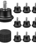 Office Chair Caster to Glide Conversion Feet Self Adhesive Felt Pads 10 Pack Replacement Glides shown with felt pads.