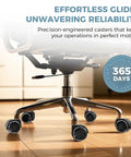 Two Inch Office Chair Wheels Set Of Five Heavy Duty Rubber Casters For Hardwood And Carpet With 2200 Lbs Capacity Universal Fit Smooth Rolling Replacement Black Stem Size Seven Sixteenth By Seven Eighths Inch Tool Free Installation displayed on an office chair
