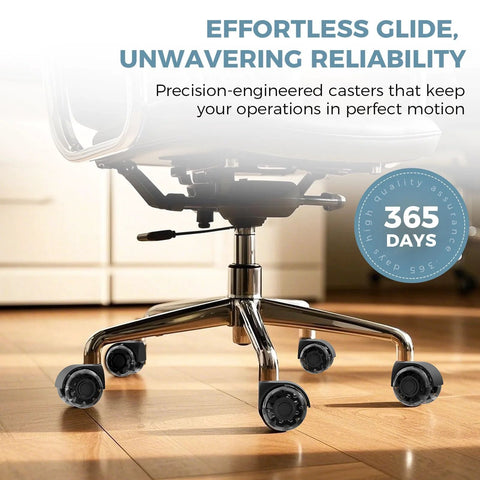 Two Inch Office Chair Wheels Set Of Five Heavy Duty Rubber Casters For Hardwood And Carpet With 2200 Lbs Capacity Universal Fit Smooth Rolling Replacement Black Stem Size Seven Sixteenth By Seven Eighths Inch Tool Free Installation displayed on an office chair
