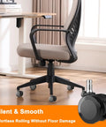 2 Inch Office Chair Wheels With Brakes For Soft Floors And Carpet, Locking Caster Set Of 5 installed on office chair