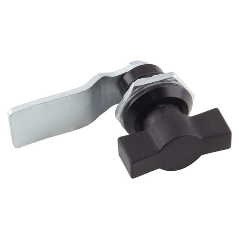 Two Pack Thumb Operated Offset Cam Lock with T Handle for 9mm Panels, metal and plastic, side view