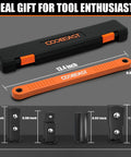 Three Eighths Inch Offset Extension Wrench For Tight Spaces, Impact Ready Socket Extender displayed with size measurements and drive adapters
