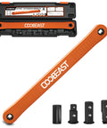 Three Eighths Inch Offset Extension Wrench For Tight Spaces in orange casing with drive adapters visible