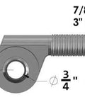 Offset Heim Joint Rod End with 3/4 Bore and 7/8-14 Shank, illustrating offset and dimensions for heavy-duty use.