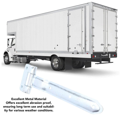 Trailer with 12 Inch Trailer Door Strap Hinge With Offset Bent Design for side doors on enclosed cargo trailers, focus on metal hinge