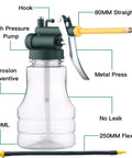 Two Pack Transparent High Pressure Oil Can Oiler With Rigid And Flexible Spouts And Thumb Pump Clear Plastic Bottle Kit with valve