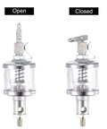 Oil Cup For Gravity Drip Feed Lubrication With M6x1 Thread, 16mL Capacity, showing open and closed positions.