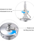 Close-up of Oil Cup Needle Valve With G1/4 Thread 100ml Gravity Drip Feeder showing rotation instructions and filling point.