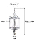 Oil Cup Needle Valve With G1/4 Thread 100ml Gravity Drip Feeder for precise lubrication, see-through window, chrome-plated steel.