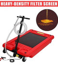 18 Gallon Low Profile Oil Drain Pan With Electric Pump Kit Heavy Duty Mobile Oil Change Pan with hose and filter screen