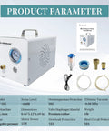 Oil Free Diaphragm Lab Vacuum Pump VP10E with accessories and specifications displayed