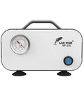 Powerful 10 Liters Per Minute Portable Lab Vacuum Pump Oil Free Diaphragm Filtration System for Lightning Fast Filtration of Viscous Liquids with Rubber Tube Ultra Reliable Bench Top Laboratory Equipment Ready to Use by Lab Fish front view