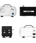 Oil Free Diaphragm Lab Vacuum Pump Portable For Filtration With Ten Liters Per Minute Capacity and rubber tube shown from multiple angles.