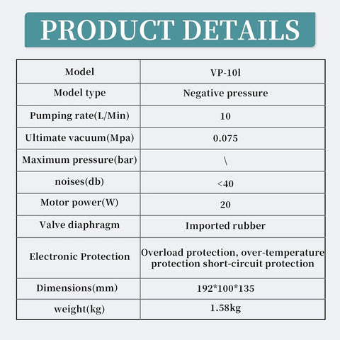 Oil Free Lab Vacuum Pump With Diaphragm Technology For Laboratory Filtration And Negative Pressure, 10 Liters Per Minute, product details