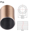 Oil Free Sleeve Bearing Bushing 40mm Bore 44mm OD 60mm Length Set of Two Bronze Sintered Coated Carbon Steel Base