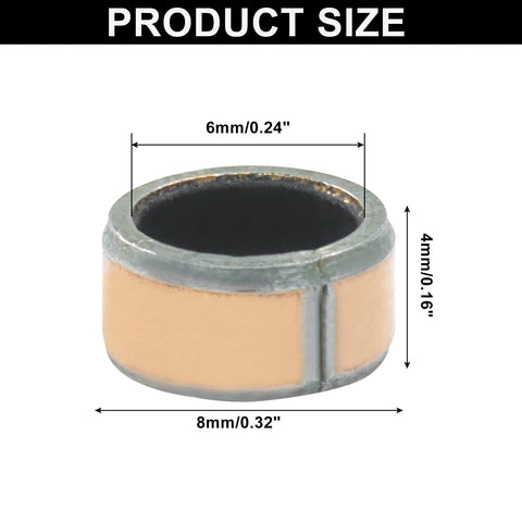 Dimensions of Oil Free Sleeve Bearings 10 Pcs 6mm Bore 8mm OD 4mm Length for engineering and automotive use